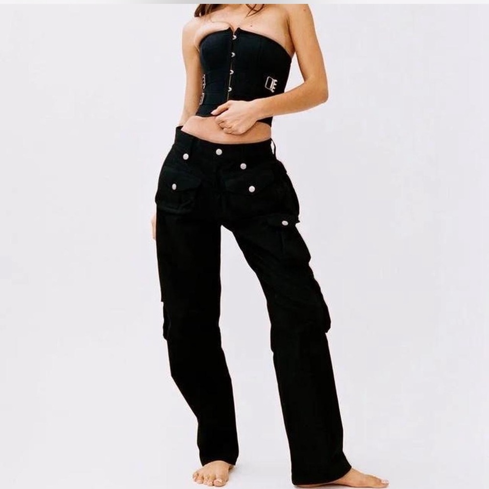 With Jean Black Trousers